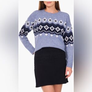 Vince Camuto Women’s Fair Isle Sweater in Denim Heather| Size: XL/16